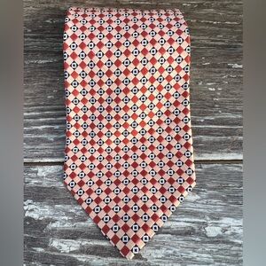 Tommy Hilfiger necktie vintage men’s tie peach blue squares‎ pattern print silk